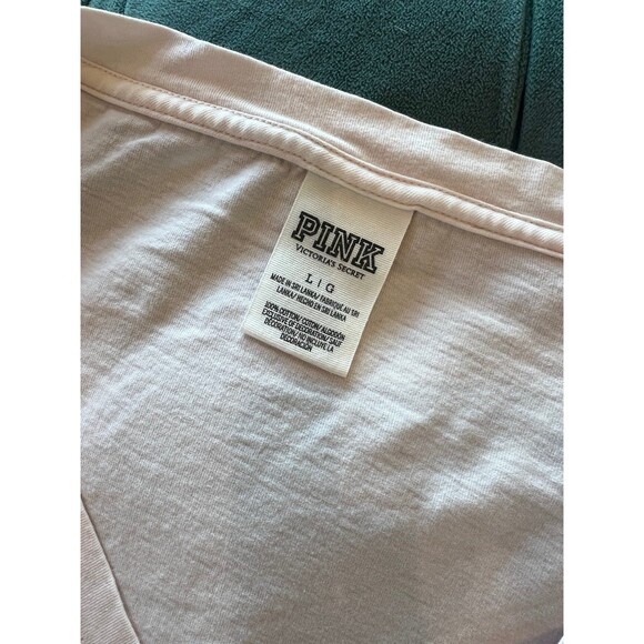 Victoria’s Secret PINK Long Sleeve Tee Light Pink Black  Large L - Picture 5 of 6